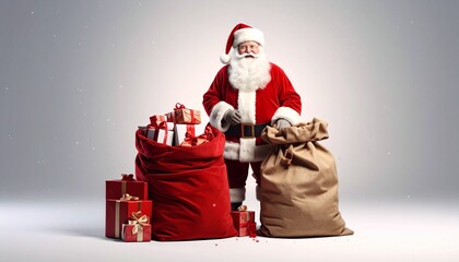 Santa Claus with christmas gifts and sack