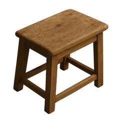 Traditional rustic stool on transparent background