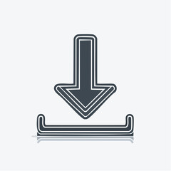 Abstract download icon illustration against a bright white background