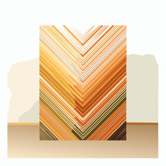 Abstract geometric design with orange and white stripes on neutral backdrop