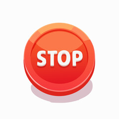 Animated red stop button illustration for user interface design and communication