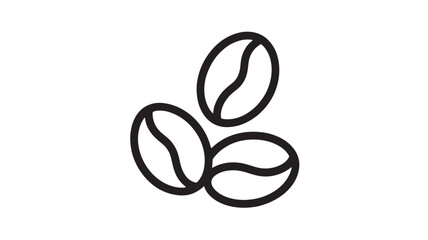 Simple illustration of three coffee beans on a white background, representing coffee culture and energy.