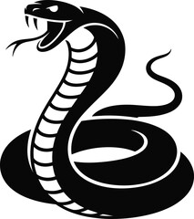 Striking cobra poised to attack detailed design on transparent background silhouette