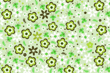 seamless pattern retro groovy floral