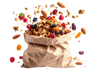 Crunchy granola in paper bag