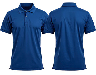 Front and back view of a royal blue polo shirt (4)