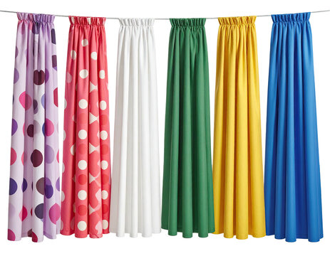 Colorful curtains in a variety of patterns