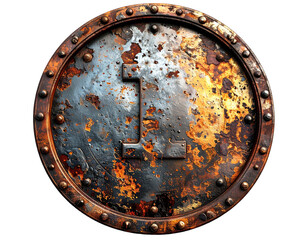 Fototapeta premium Rusty metal shield, letter I