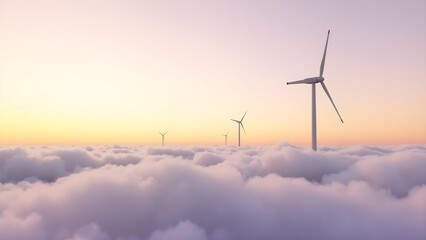 Wind turbine in the sea of ​​clouds
