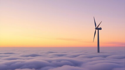 Wind turbine in the sea of ​​clouds
