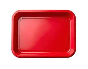 Red rectangular tray, top view