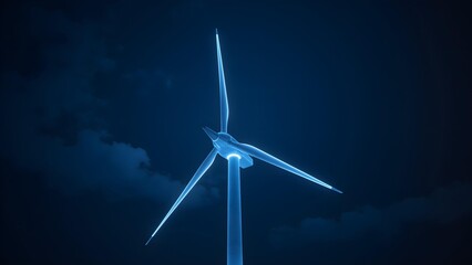 Wind turbine at night