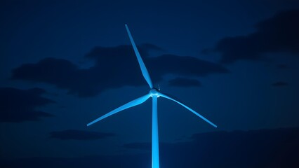 Wind turbine at night