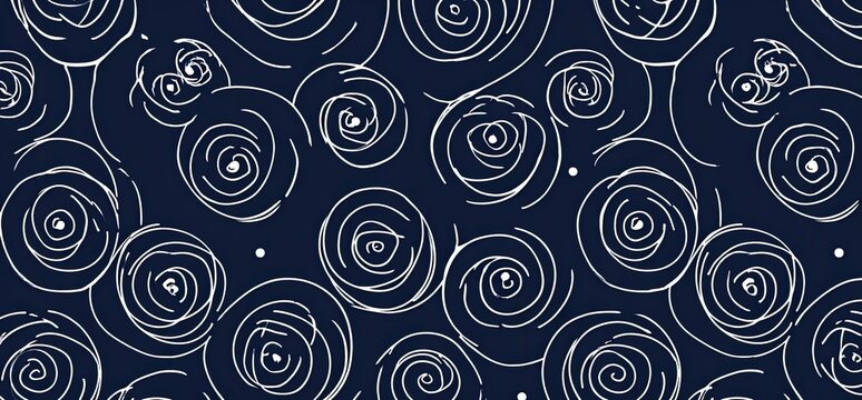 Abstract swirling patterns in navy blue and white - Powered by Adobe