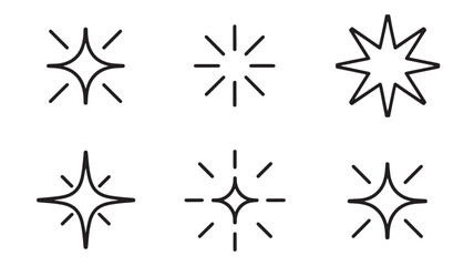 Obraz premium Collection of simple, clean line art sparkle and starburst icons for design.