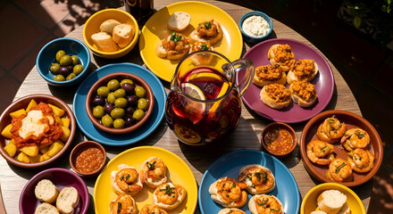 Delectable Appetizers And Refreshing Sangria, A Vibrant Culinary Spread For Sharing