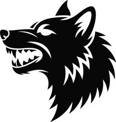 Fierce wolf head design in black perfect for projects on transparent background silhouette