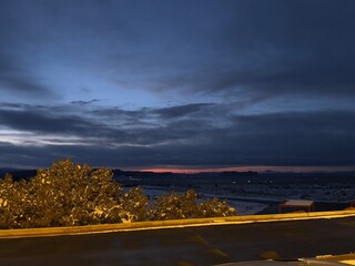 Snow-covered Monument valley at sunrise.