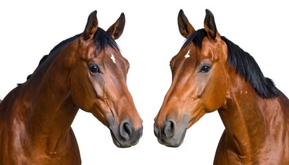 Obraz premium Two brown horses facing each other