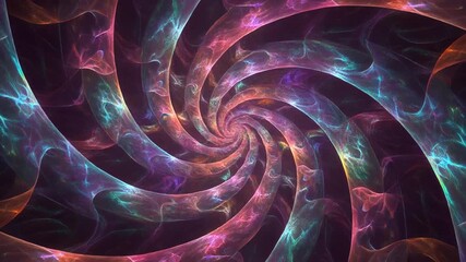 Mesmerizing abstract fractal background dynamic, colorful spiral creating hypnotic vortex with glowing otherworldly light - Powered by Adobe