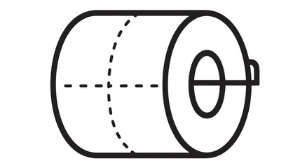 Simple line drawing of a toilet paper roll on a holder, symbolizing hygiene and daily essentials.