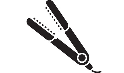 Sleek black hair straightening iron with open plates on a white background