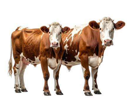 Two cows standing side-by-side