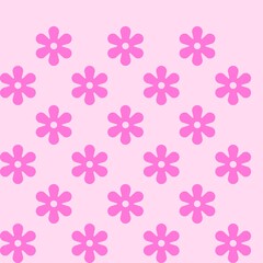 Patr&oacute;n floral rosa con flores sencillas sobre fondo claro. Dise&ntilde;o alegre y primaveral ideal para papel decorativo, empaques, textiles o invitaciones.