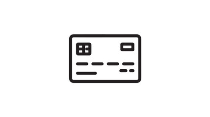 Fototapeta premium Simple line icon of a credit card with chip and magnetic stripe