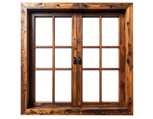 Wooden window with multiple panes