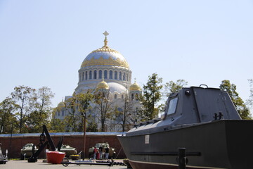 St. Nicholas Cathedral in Kronstadt view from the park