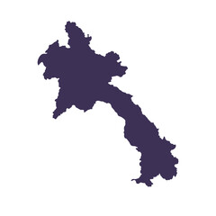 Map of Laos, sign silhouette. World Map Globe. Vector Illustration isolated on white background. Asian continent.