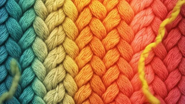 Colorful knitted texture pattern in multicolor wool yarn for cozy winter inspiration