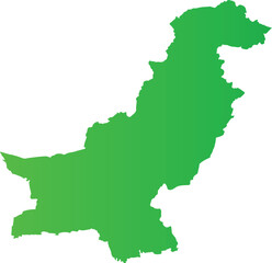 Fototapeta premium Silhouette of Pakistan in bright green against a white background. 