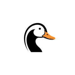 Elegant duck head logo design with a striking black and white color scheme.