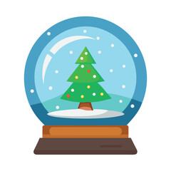 Christmas tree and snowman with gifts in winter holiday illustration