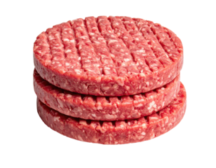 Raw beef patties stacked (1)