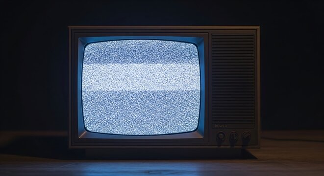 Static Noise Displayed On Old CRT Television Screen Symbol Of Early Broadcast Era