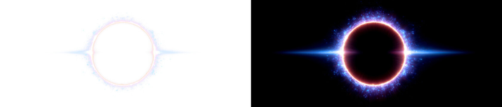 Futuristic Glowing Portal of Plasma Light with Bright Effects Display on Transparent and Black Background, cutout, png