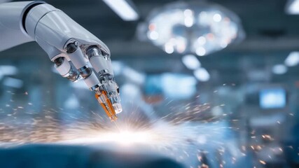 Close-up of a robotic surgical arm operating with micro-precision under bright medical lights, guided by AI systems and surgeons, symbolizing futuristic healthcare, advanced robotics, and minimally - Powered by Adobe