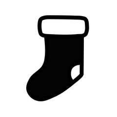 Minimalist Black and White Christmas Stocking Silhouette Illustration