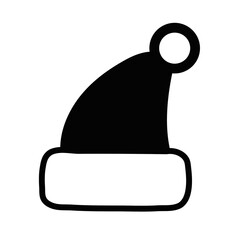 Minimalist Black and White Santa Hat Illustration for Christmas