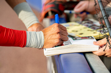 Ball Player Signing Autographs Pregame