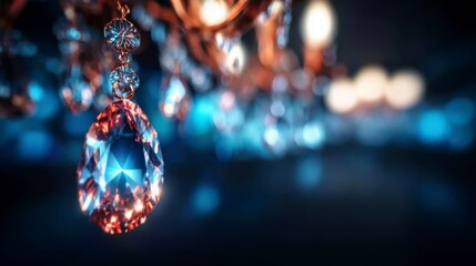 A Captivating Display of Exquisite Crystals Reflecting Light in a Stunning Chandelier, Creating a Mesmerizing Atmosphere of Elegance and Luxury