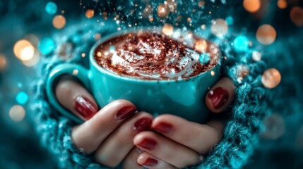 A Warm Cup of Comfort: Indulging in Rich Hot Chocolate with a Whipped Cream Topping, Perfect for Cozy Evenings and Festive Gatherings