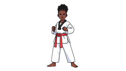 Taekwondo Athletes Vector Illustration – Martial Arts Action Pose