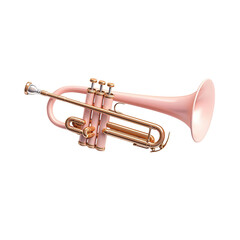 Obraz premium Elegant Pink Trumpet with Shiny Gold Finish on a White Background