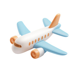Colorful Cartoon Airplane Model with Blue Wings and Orange Details