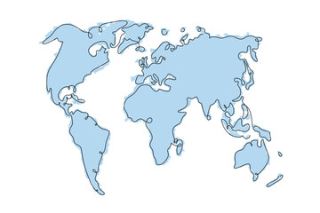 Outline and silhouette world map, vector illustration