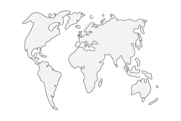 Outline and silhouette with dot pattern world map, vector illustration